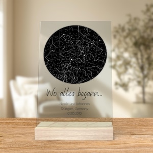 Carte des étoiles personnalisée sur verre acrylique, en forme de cœur | ciel nocturne | CARTE DES ÉTOILES | Constellation Starmap Cadeau de Noël Saint Valentin Naissance