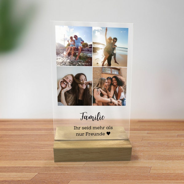 Bilder Collage auf Acryl Glas mit 1-4 Bildern, personalisiertes Geschenk für Vatertag, Muttertag, Freund / Freundin, Hochzeit, Jahrestag