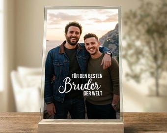Personalized acrylic glass photo – gift for the best brother in the world with a name of your choice – photo gift for a dear brother, for birthdays or Christmas.
