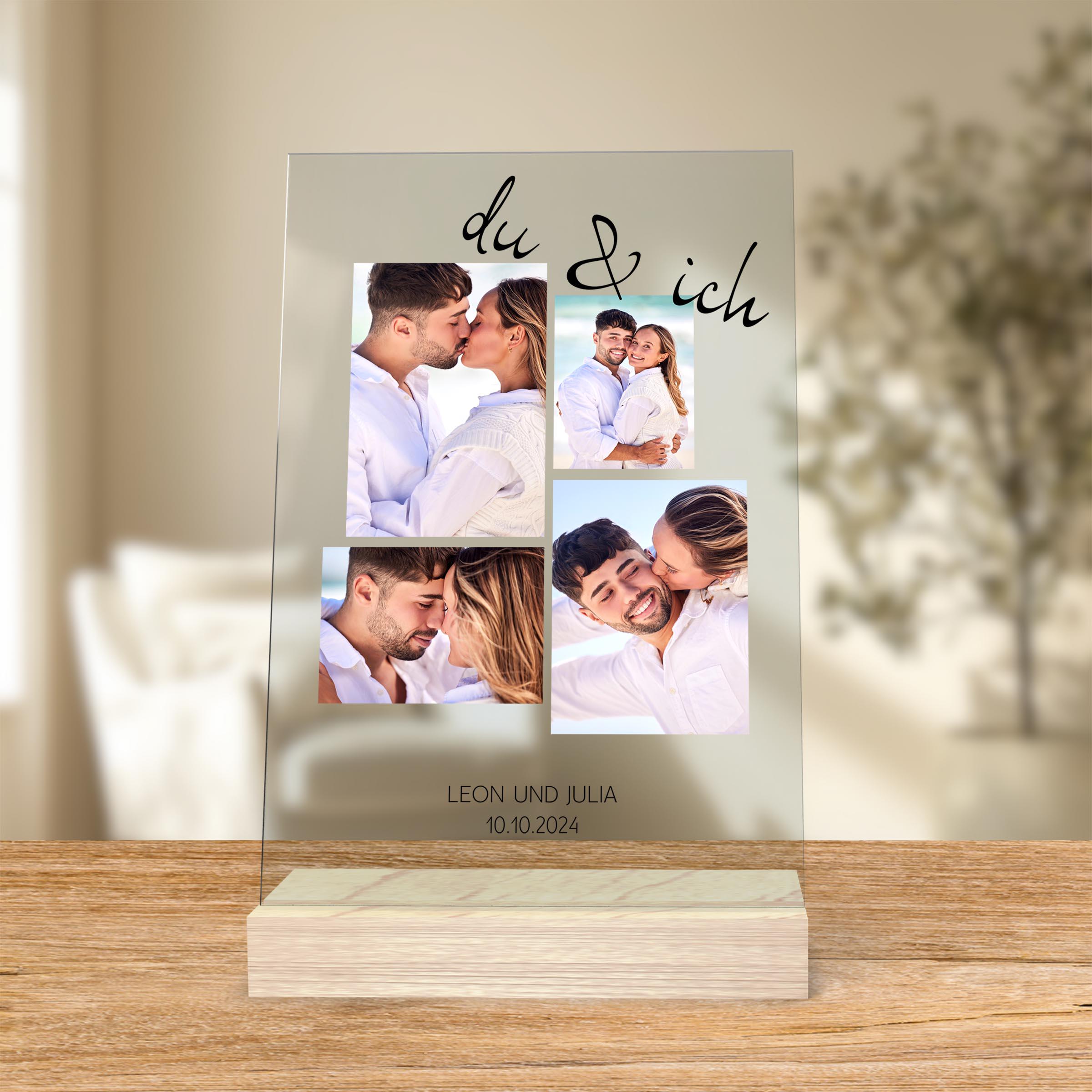 Picture collage on acrylic glass with 4 pictures, personalized gift for boyfriend/girlfriend, wedding, anniversary, Valentine's Day for couples
