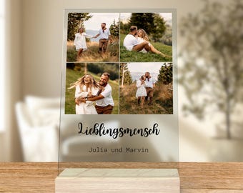 Colagem de fotos em acrílico personalizada com 1 a 4 fotos – Presente individual para o Dia dos Namorados, casais, aniversários, presente para ela/ele