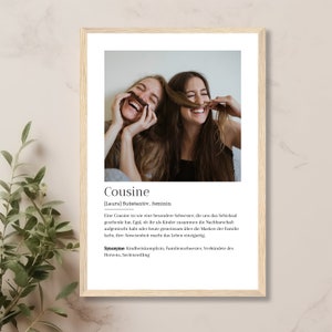 Cousin gift definition picture - birthday gift cousin, personalized picture with definition, cousin birthday gift