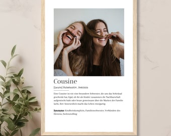 Cousin gift definition picture - birthday gift cousin, personalized picture with definition, cousin birthday gift