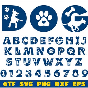 Dog Font svg Cricut, Dog Font otf, Dog Font png, Paw font svg, Doggies Font svg, Dog letters svg, Dog shirt svg, animal font Dog alphabet image 1