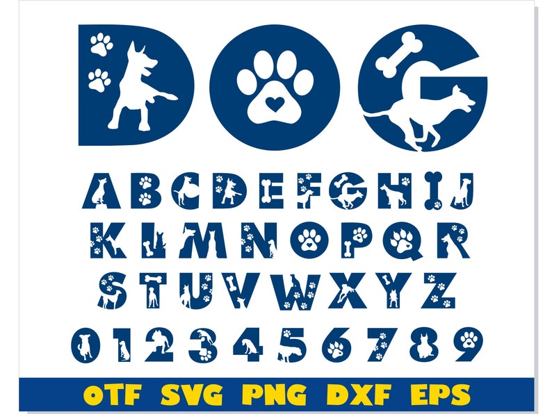 Dog Font svg Cricut, Dog Font otf, Dog Font png, Paw font svg, Doggies Font svg, Dog letters svg, Dog shirt svg, animal font Dog alphabet image 1