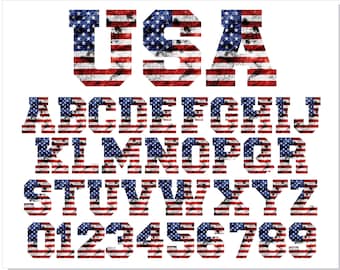 USA Flag Grunge Letters and Numbers Font PNG files | Usa Flag Font png, American Flag Letters Patriotic 4th of July png USA Flag Sublimation