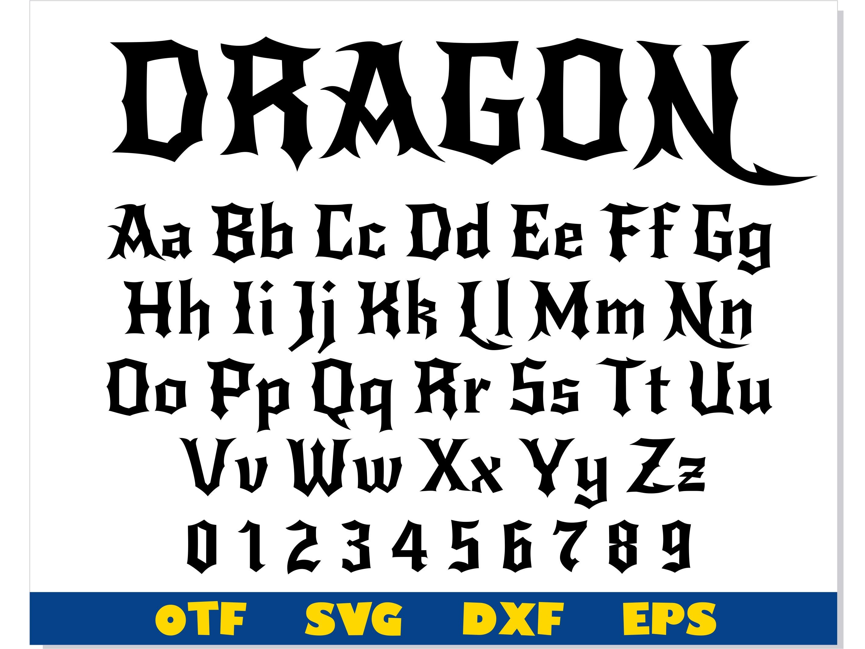 Dragon Font Otf, Dragon Font Svg, Dragon Letters Svg, Tattoo