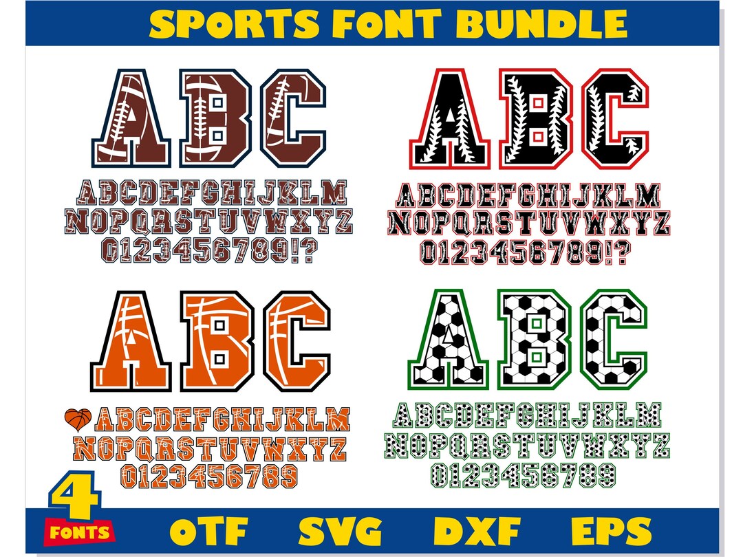 Sports Font Bundle American Football Font Svg, Baseball Font Svg