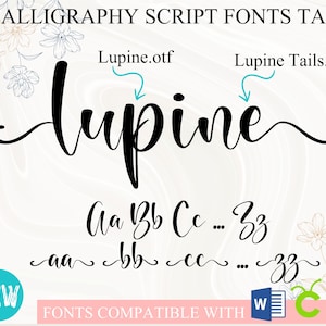 Lupine Font with Tails | Cursive font Calligraphy font Script font Handwritten font Wedding font | Fonts Cricut Word