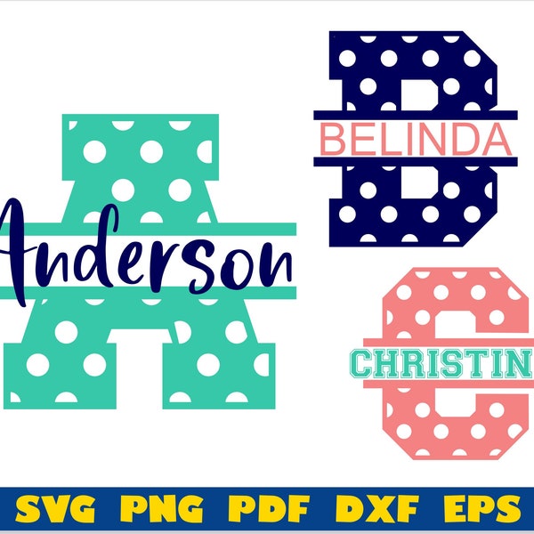 Split Monogram Polka Dot SVG, Split Monogram Polka Dot letters svg cricut, Split Monogram png, Polka Dot Font svg Cricut Split Monogram png