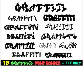 12 Graffiti Fonts TTF - Graffiti Font Bundle, Graffiti letters, Script Font, Handwritten Font, Street Font, Modern Font, Display Font Cricut