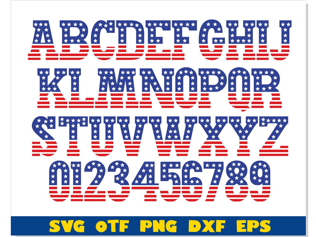 USA Flag Font Svg Cricut, USA Flag Font Otf, USA Flag Font Png