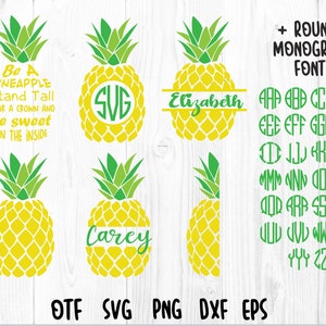 Pineapple Bundle SVG & Circle Monogram Font | Pineapple png, Pineapple svg, Pineapple Monogram Bundle svg Cut File