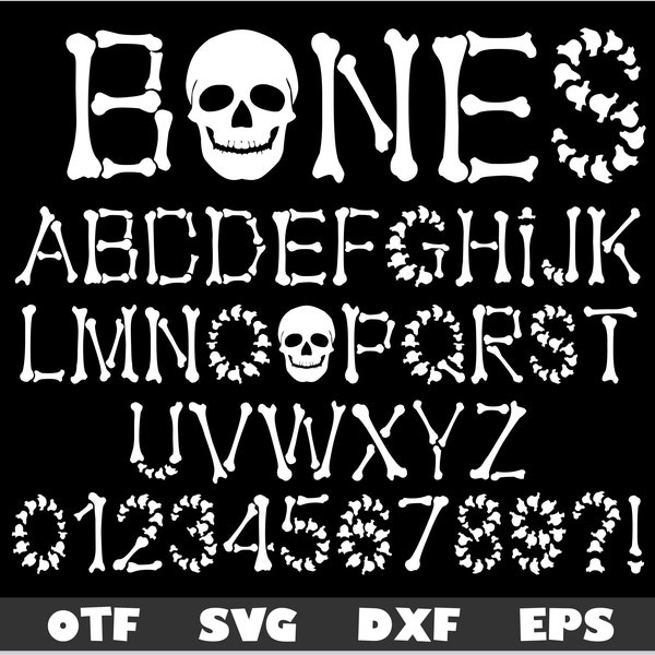 Bones font otf, Bones font svg, Halloween font svg, Halloween Font ttf, Skeleton Bones svg, Skeleton font, Pirate font, Halloween shirt svg
