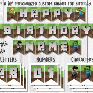 Banner imprimible DIY, Banner de cumpleaños Boy PDF imprimible, Banner de cumpleaños imprimible, Banner pdf imprimible, Banner de letra del alfabeto imprimible