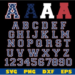 Varsity College Sport Layered Font USA flag svg png | 4th of July svg, Varsity Font svg, Sport Font svg, College Font svg, America Flag svg