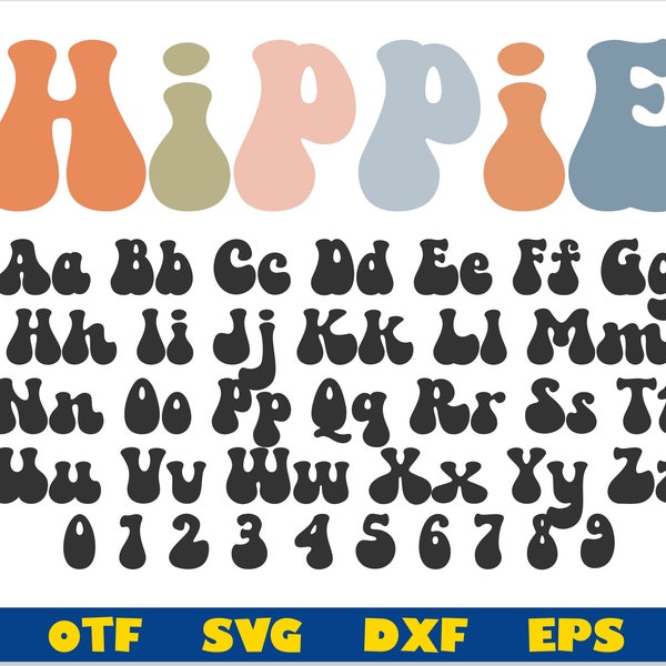 Retro Font ttf, Hippie font, Groovy Font ttf, Retro Font svg, Bubble Font, 70s font 80s font, Groovy Font svg cricut, Summer font