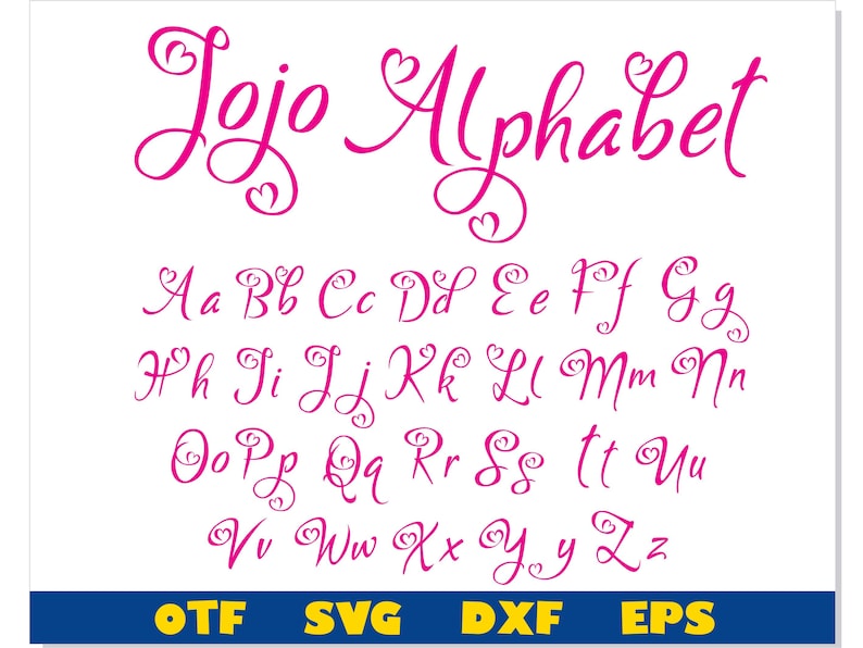 Jojo Font Jojo Letters Svg Girly Fonts Heart Font Etsy