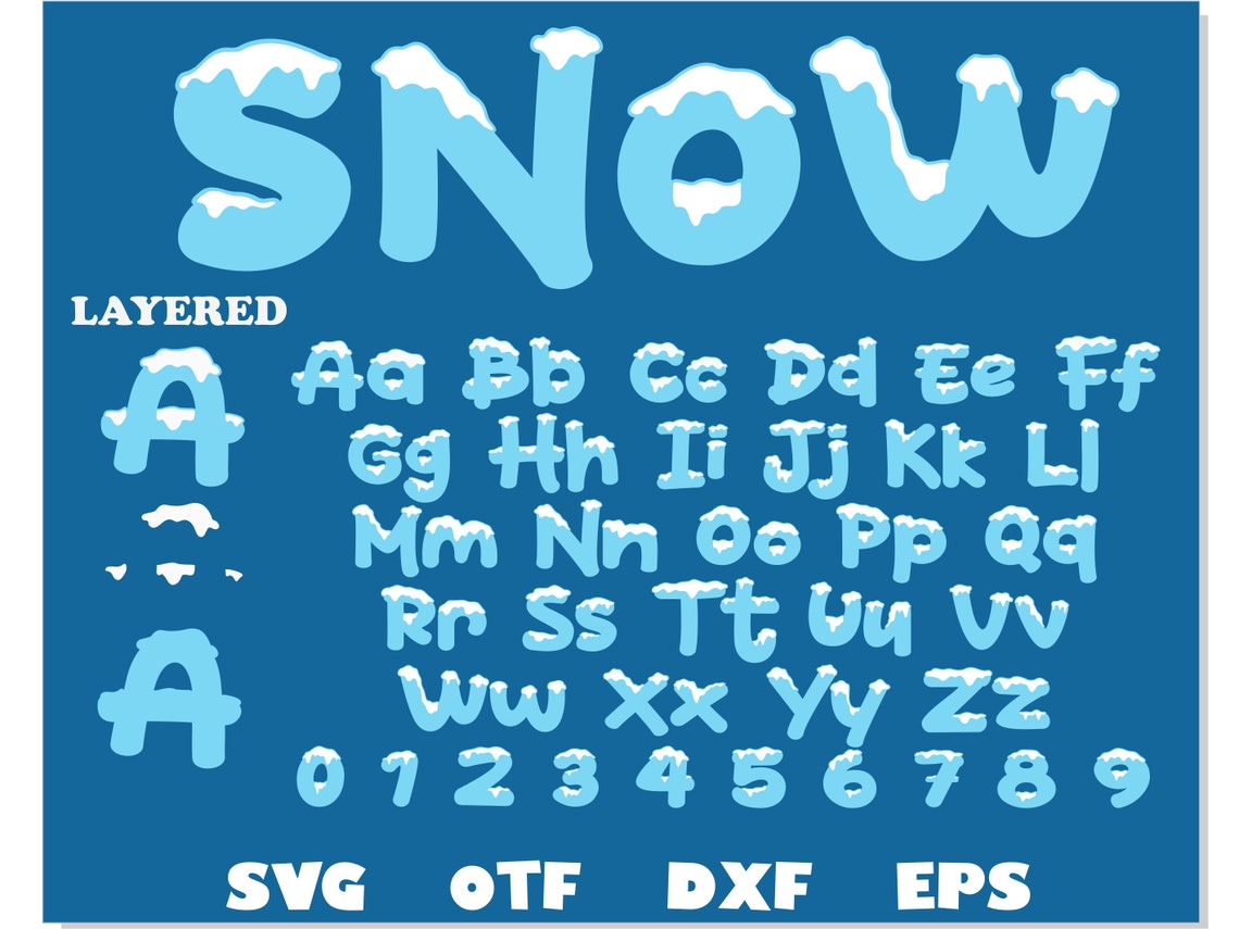 Snowy Font In Snow Font SVG Layered | Christmas Font Svg Cricut, New Year Font Svg ...