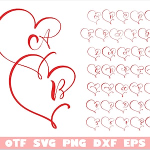 Monogram Heart Font, Valentine Day Font Hearts, Love font svg, Heart font svg, Font Hearts svg, Hearts Letters svg, Monogram Wedding Font
