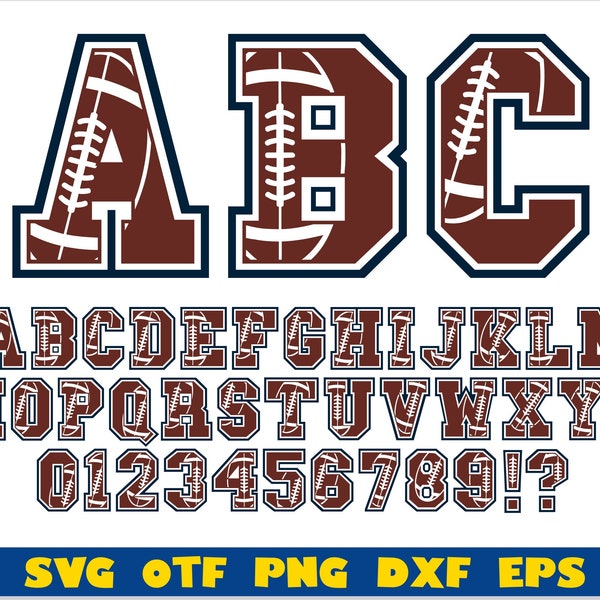 American Football SVG, Sport font svg, Football font ttf, Football font png, Football font svg Cricut, Football shirt svg, Football svg