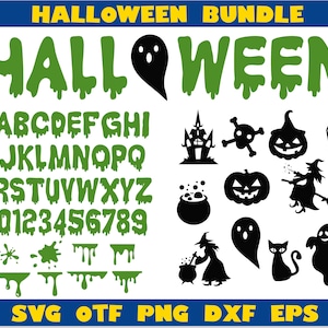Halloween SVG Bundle, Dripping font svg, Halloween font svg Cricut, Slimey svg, Halloween svg Dripping borders svg Halloween Bundle png svg