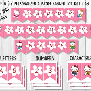 Banner de cumpleaños niña PDF imprimible, Banner imprimible DIY, Banner de cumpleaños imprimible, Banner pdf imprimible, Banner de letra del alfabeto imprimible