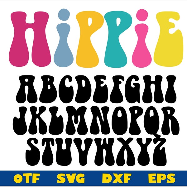 Hippie Font OTF, Hippie Font svg Cricut, Retro Font svg, 70s font, 80s font, Hippie letters svg Cricut, Hippie shirt svg, Hippie svg Cricut