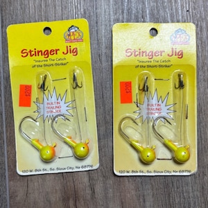Señuelo de pesca Apex Stinger Jig con aguijón incorporado, amarillo, lote vintage de 2