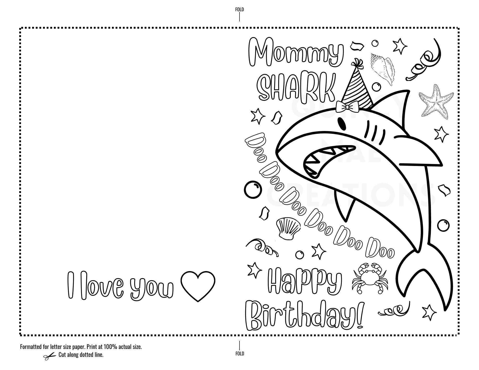 Mommy Shark Printable Birthday Coloring Card for Kids. Funny - Etsy