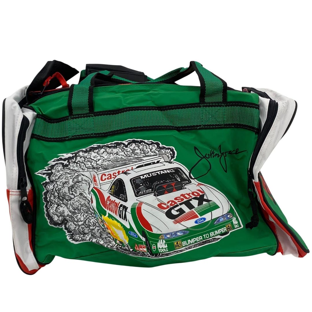 Castrol Rfk Racing Bags Vintage John Force NHRA Castrol GTX Racing Duffel Bag Green Red Ford ...