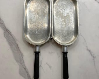 Miracle Maid Cast Aluminum Double Omelet Pan Vintage Hinged Folding Skillet USA