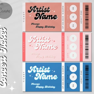 Bearbeitbare Konzertticket-Vorlage, benutzerdefiniertes Konzertticket-Geschenk, Konzertticket-Vorlage, bearbeitbares Event Ticket Canva-Vorlage