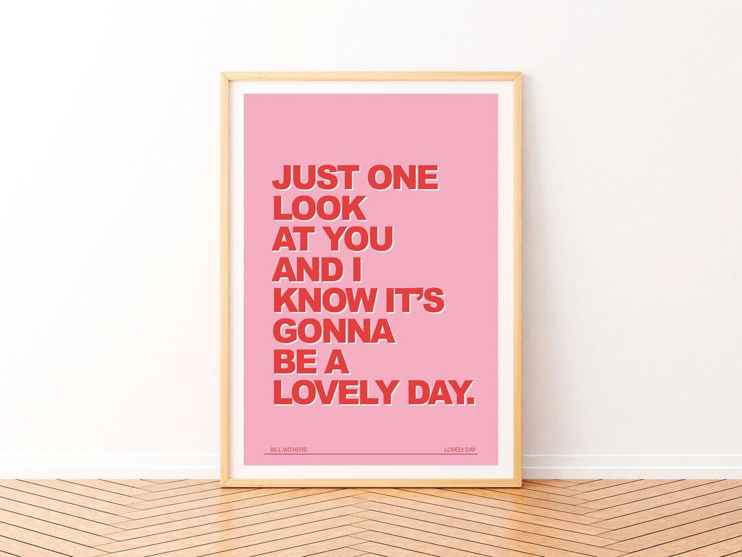 Bill Withers Lovely Day Music Lyrics Colourful Print Art Etsy