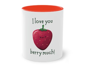 Je t'aime tasse à café bicolore Berry, 11 oz/300 ml, cadeau pour maman, tasse en céramique, cadeau pour grand-mère, cadeau d'anniversaire, cadeau pour maman, Saint-Valentin