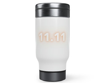 Caneca de viagem elegante de aço inoxidável - 14oz - Ótimo presente para mãe, ele, avó - Entusiastas de café e fogueira
