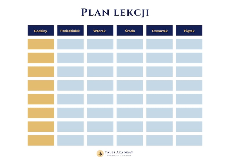 Printable & Digital Plan Lekcji ⧋ Weekly School Schedule ⧋ Download