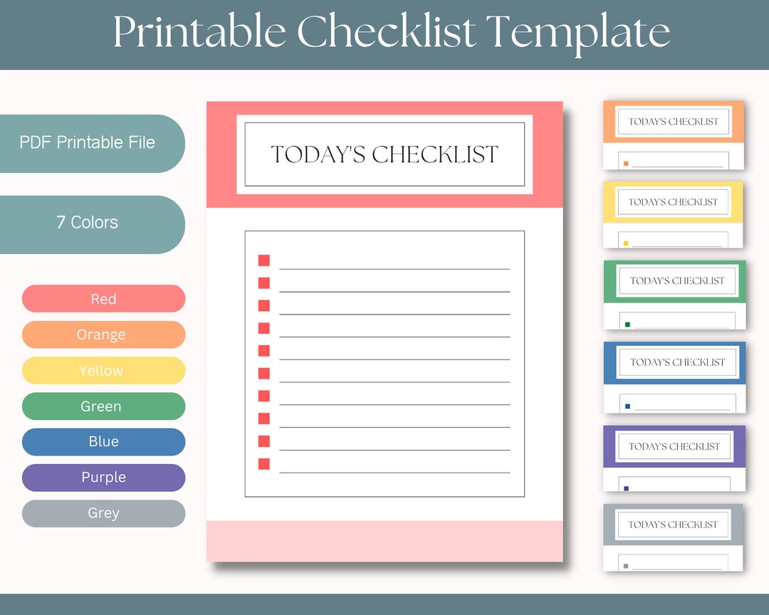 Printable Checklist Template Blank List Simple List for Planning