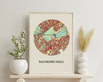 Buckingham Palace London England | Christmas Gift | Colorful Digital City Maps | Printable Wall Art | Home Decor | Iconic | Instant Download