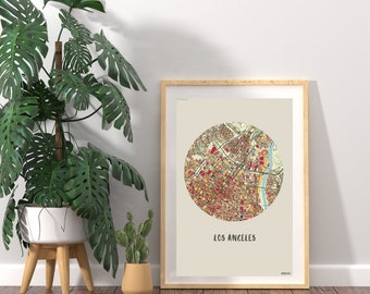 Los Angeles City Map | Christmas Gift | Colorful Digital City Maps | Printable Wall Art | Home Decor | Iconic Places | Instant Download