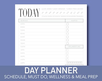 Day at a Glance Printable Productivity Planner Fillable - Etsy
