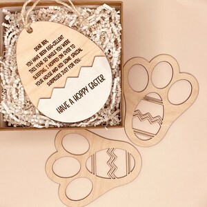 Faixas de coelhinho da Páscoa, cartão de madeira gravado personalizado, presente infantil, lembrança, primavera, ovo