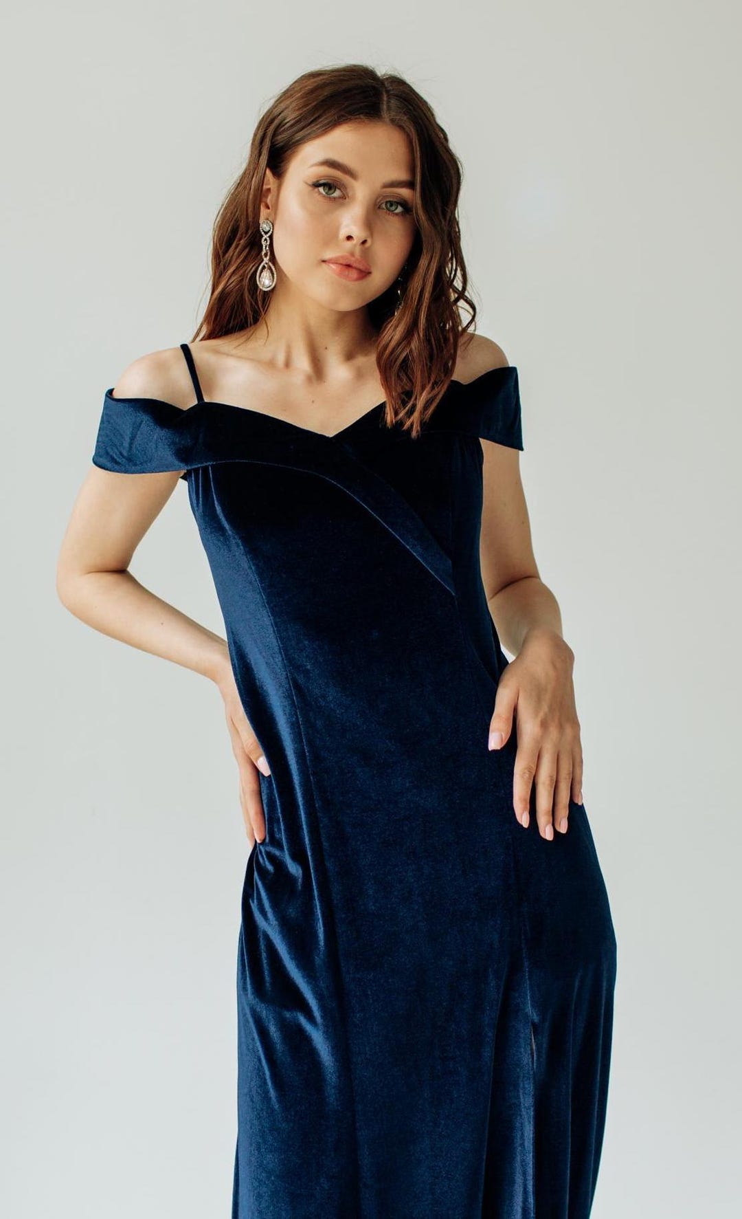 blue summer dresses for women Casual Midi Dress with Floral Print– PromGirl 4XL Size:US 16 / UK 20 / EU 46 Winona - Zetian Cowl