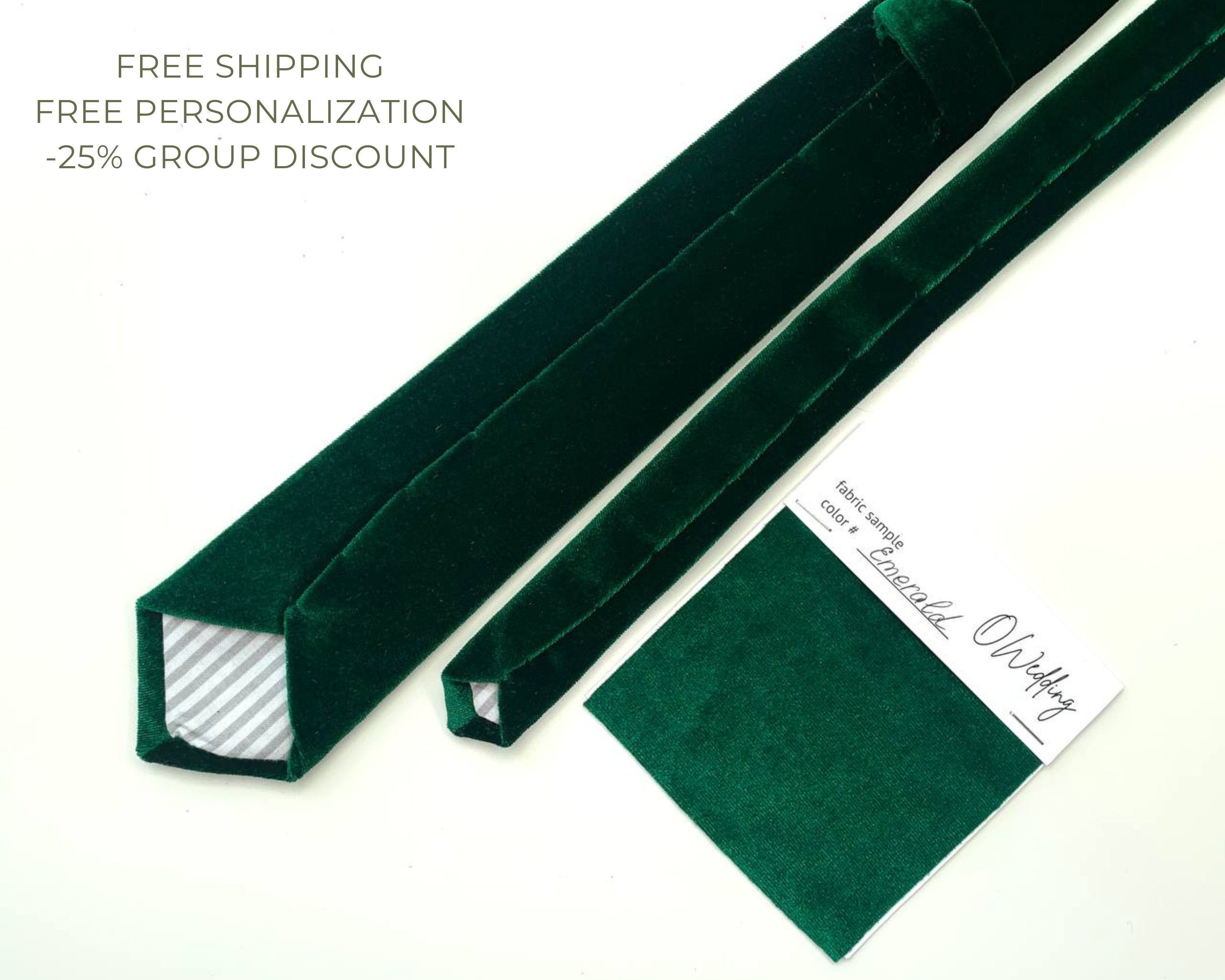 Green Velvet Bow Tie In A Darker Forrest Green. Pure Cotton - Foto 2