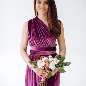 Purple Velvet Convertible Formal Dress – Custom Fit Multi-Way Bridesmaid Wrap Gown
