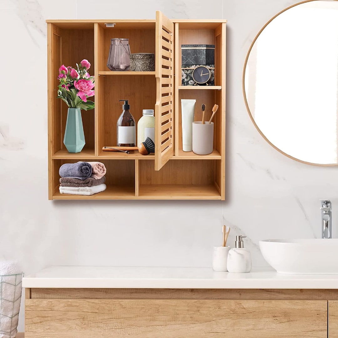 Bathroom Wall Cabinet Bamboo Medicine Cabinet Wall Mounted - Etsy