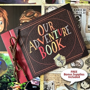 Adventure Book Personalized Up Scrapbook Photo Album, Wedding Guestbook, FREE CLIP ART