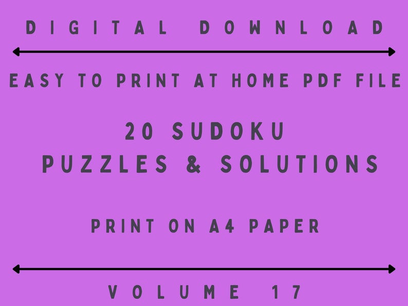 Sudoku Puzzles Volume 17 20 Printable Puzzle Pages Etsy