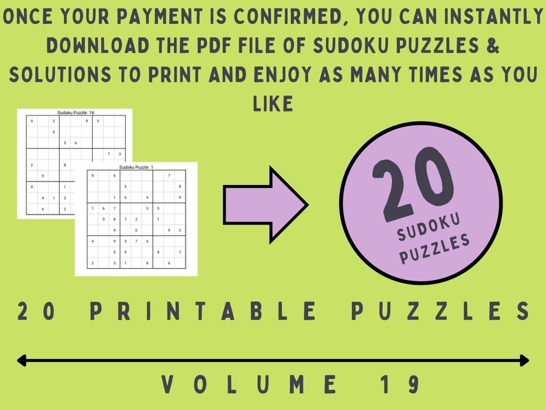 Sudoku Puzzles Volume 19 20 Printable Puzzle Pages Etsy