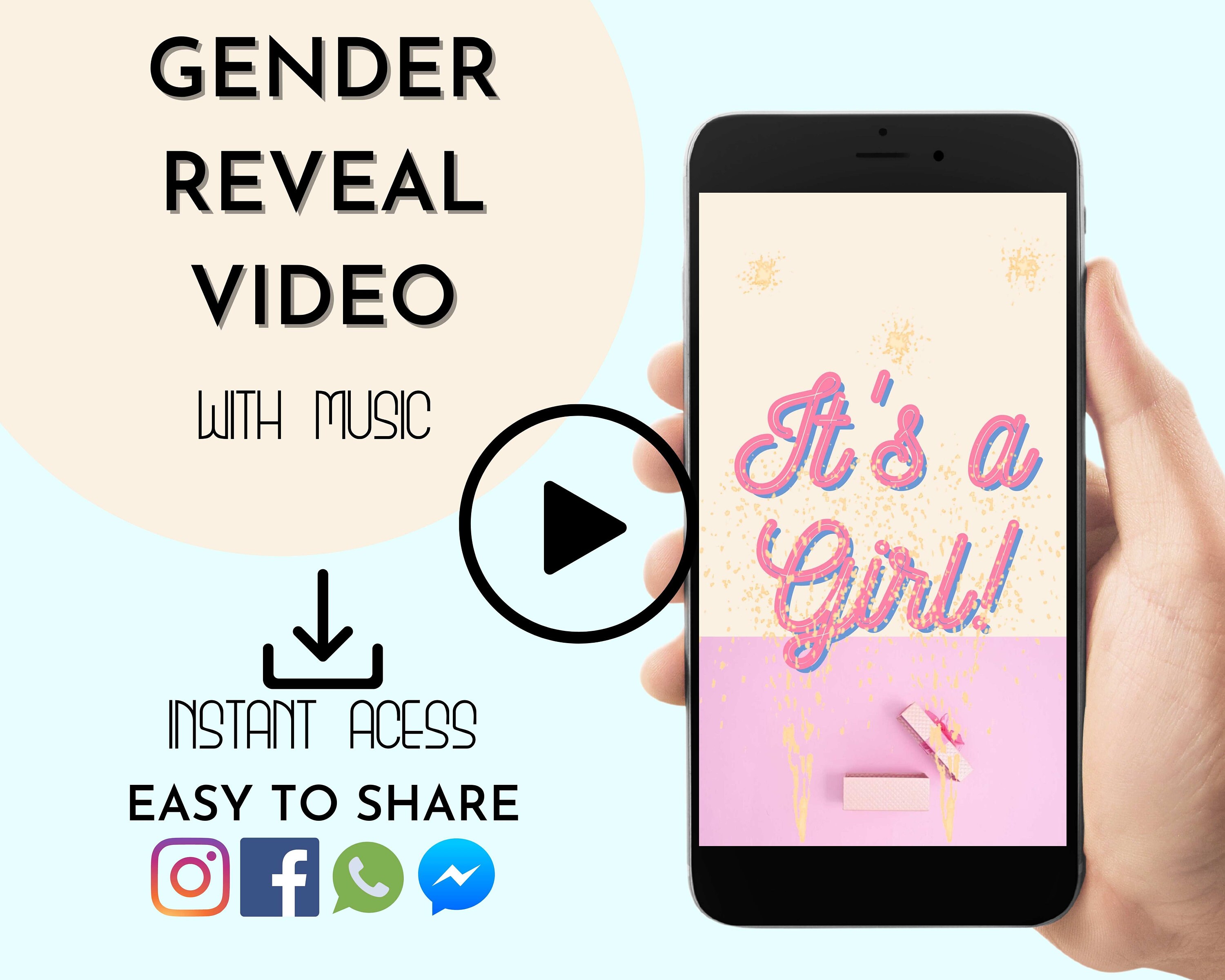 Gender Reveal Video It's A Girl Gender Reveal Video Etsy